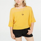 BCX Juniors' Crepe Boxy Necklace Top Yellow Size Large