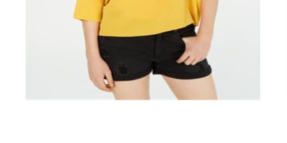 BCX Juniors' Crepe Boxy Necklace Top Yellow Size Large