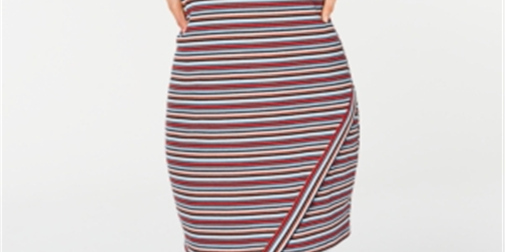 BCX Women's Sleeveless Striped Tank Dress Blue Size X-Large