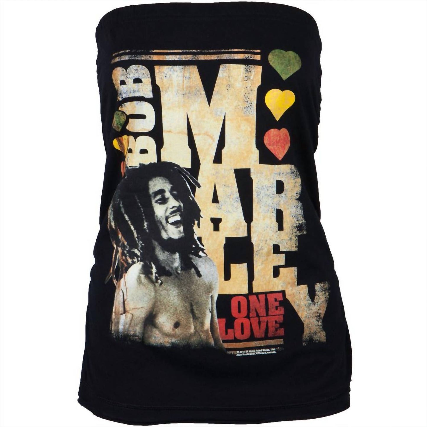 Bob Marley - Teen's Rasta Hearts Tube Top