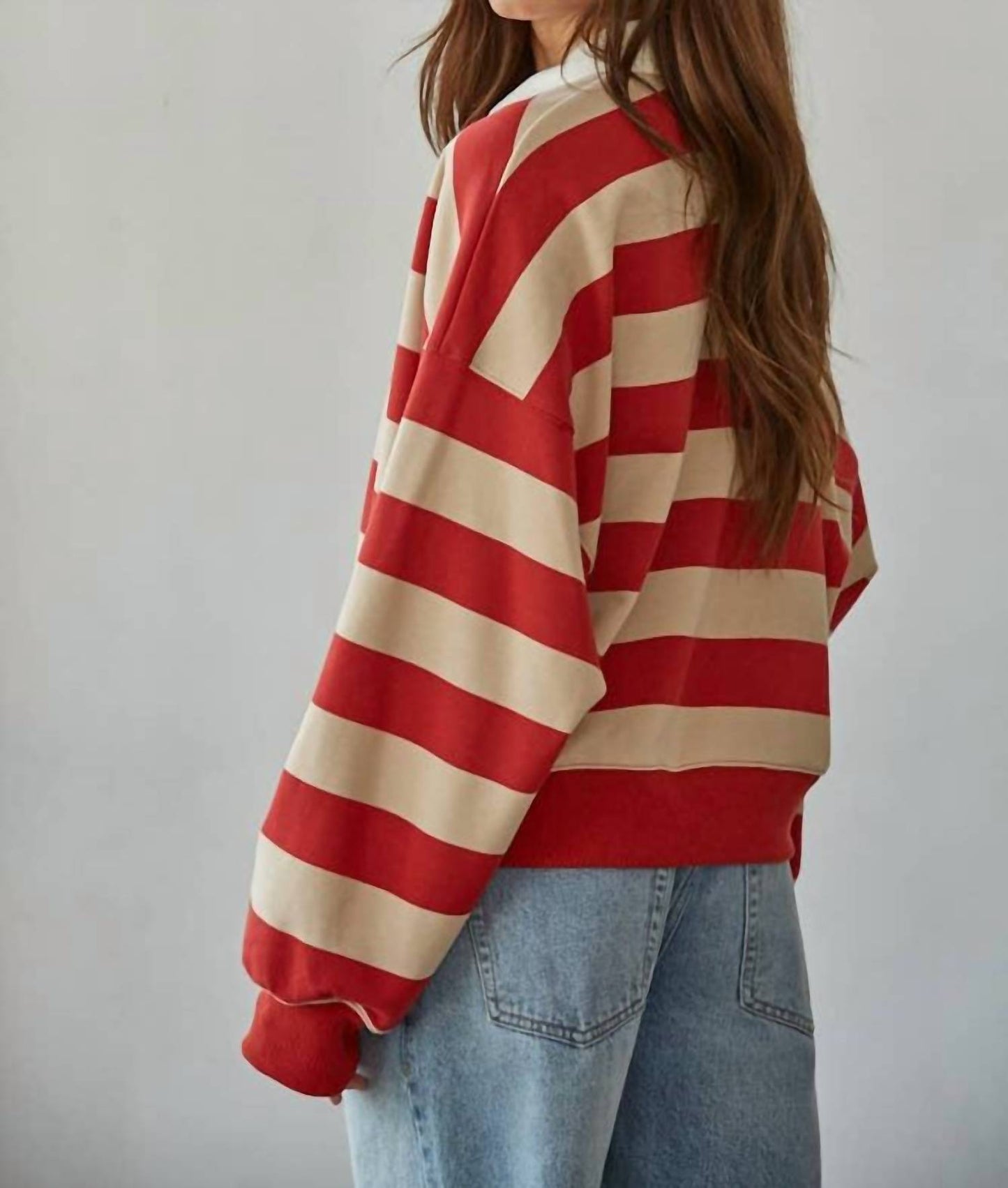 By Together - Striped Rugby Half Button Up Tee