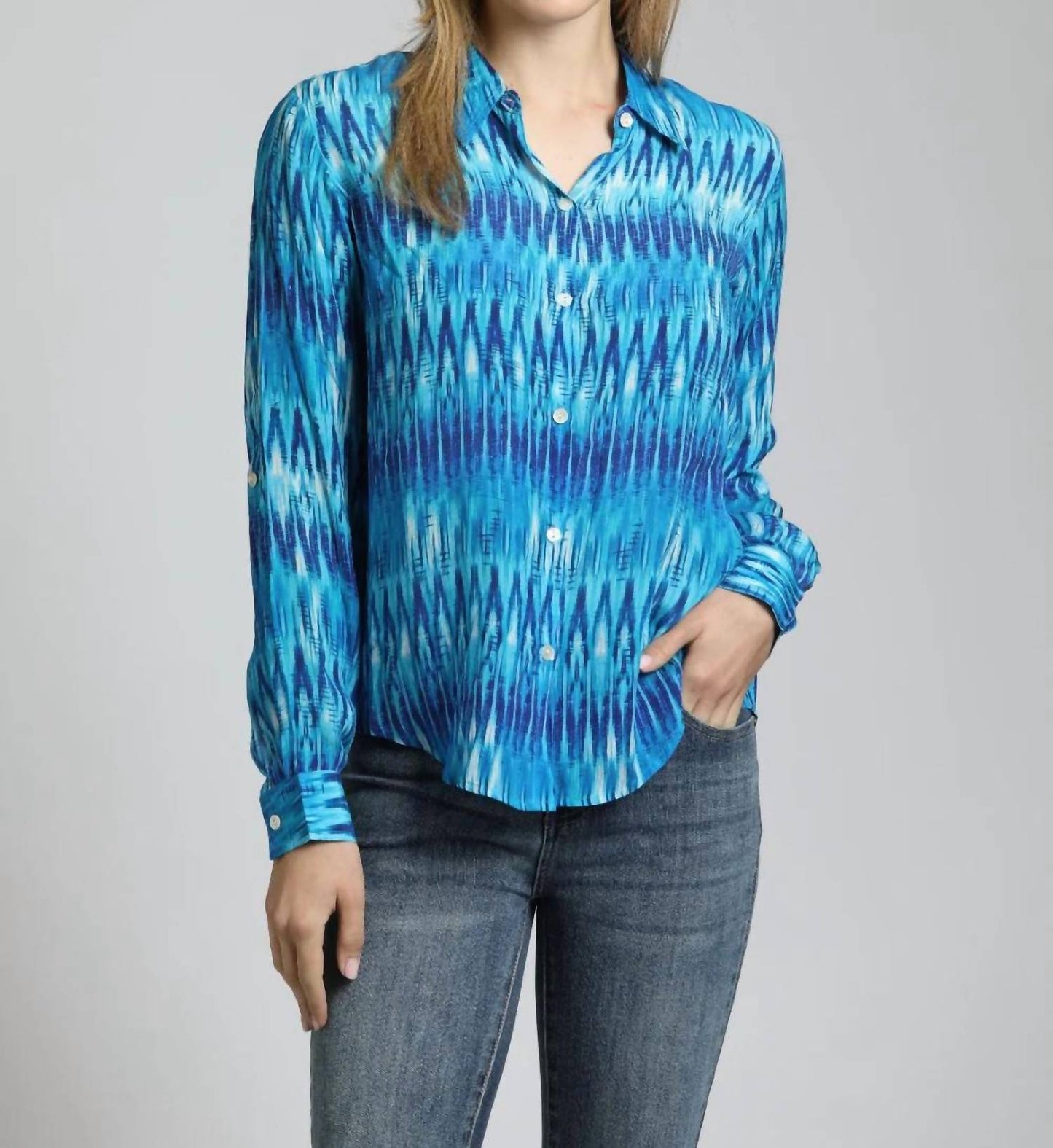 Apny - Button-up Shirt With Roll Up Sleeve