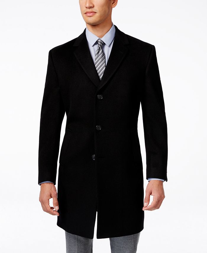 Kenneth Cole Reaction Men's Raburn Wool Blend Over Coat Black Size 36