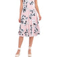 London Times Women's Pleated Floral Midi Dress Pink Size 12