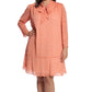London Times Women's Tie Neck Shift Dress Orange Size 20W