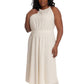 London Times Women's Diamond Stretch Lace Halter Dress White Size 14W