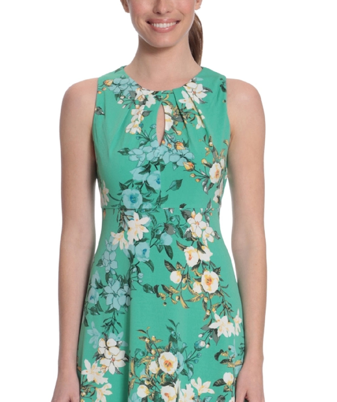 London Times Women's Floral Print Jersey Dress Green Size 18W