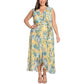 London Times Women's Ruffled Floral Midi Dress Yellow Size 16
