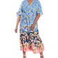 London Times Women's Floral Print Maxi Dress Blue Size 22W