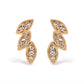 10K Yellow Gold 1/10 Cttw Diamond Triple Leaf Stud Earring (H-I Color, I1-I2 Clarity)