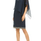 J Kara Women's Embellished Overlay Sheath Dress Blue Size 16