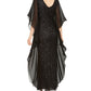 J Kara Women's Sequined Chiffon Butterfly Gown Black Size 14