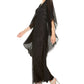 J Kara Women's Sequined Chiffon Butterfly Gown Black Size 14