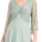 J kara Women's Sequined Long Evening Dress Green Size 12