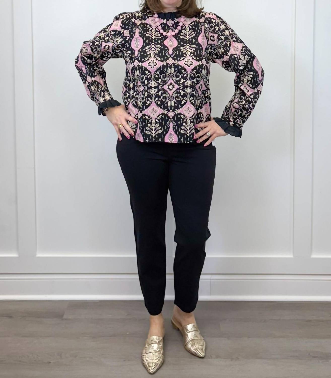&Merci - Evelyn Scroll Ruffle Blouse