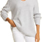 Rails Simone Rib V-Neck Merino Wool Blend Sweater in Heather Grey, Size Small