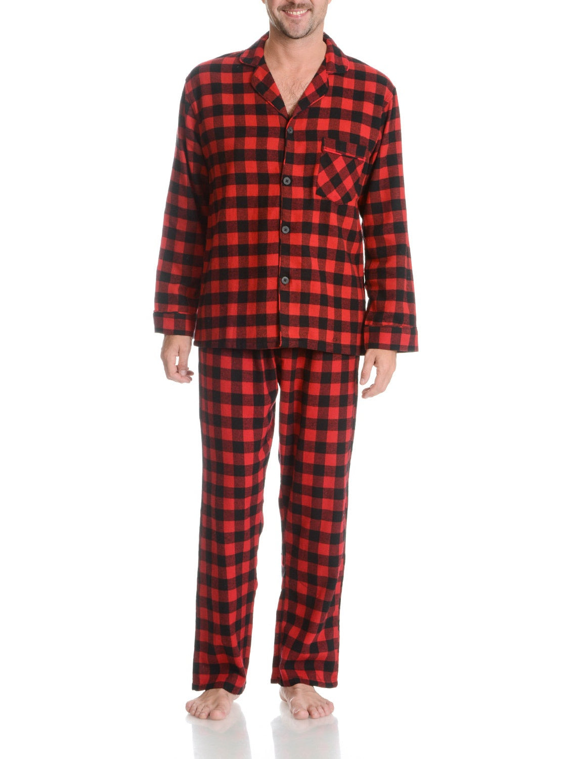 Hanes Men's Flannel Plaid Pajama Set Red Size Medium