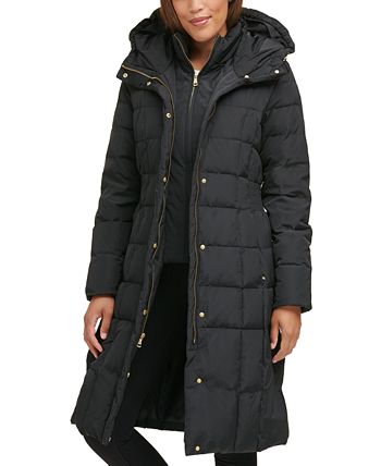 Cole Haan Women's Box Quilt Down Puffer Coat Black Size Large