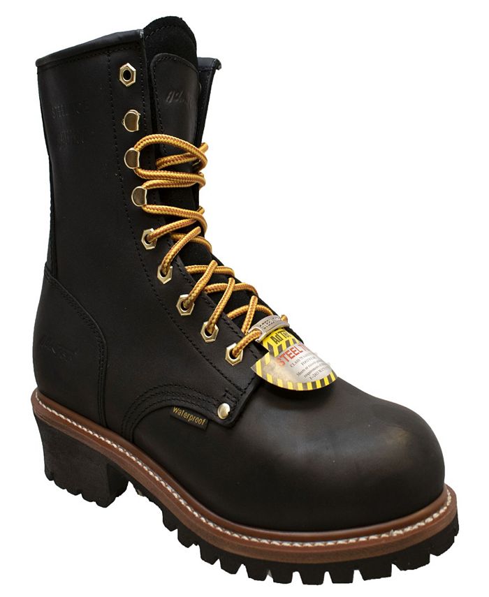 Adtec Men's 9 Water Resistant Steel Toe Logger Boot Black Size 9 W