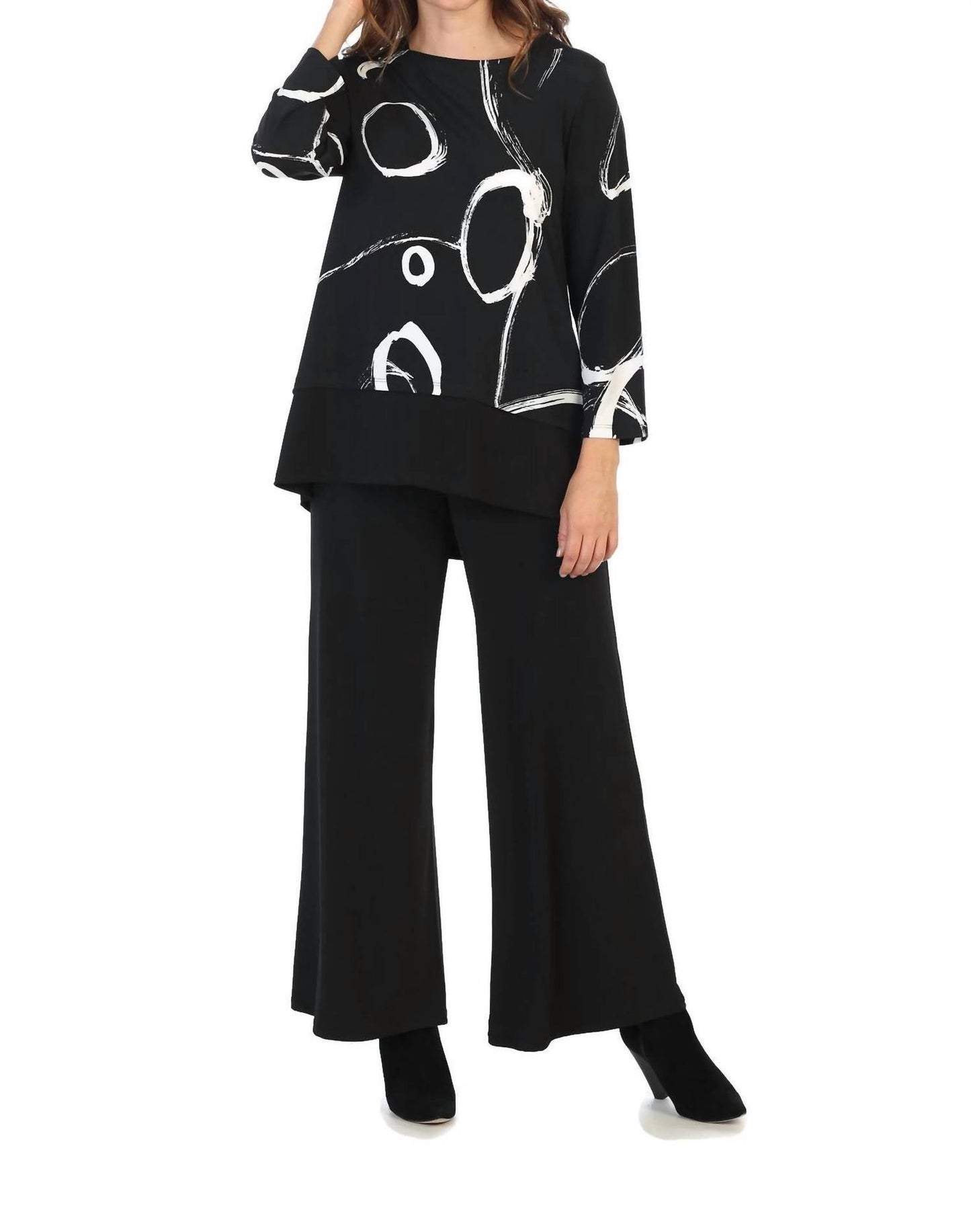 जेस एंड जेन - वीमेन ओलिविया आइटी निट कॉन्ट्रास्ट ट्यूनिक टॉप