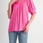 Jodifl - Short Sleeve V Neck Pleated Top