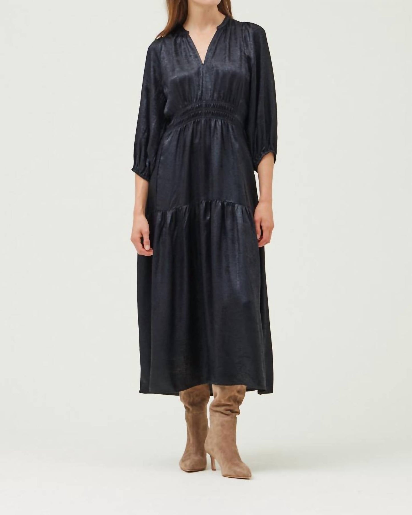 Grade & Gather - 3/4 Sleeves Holiday Midi Dress