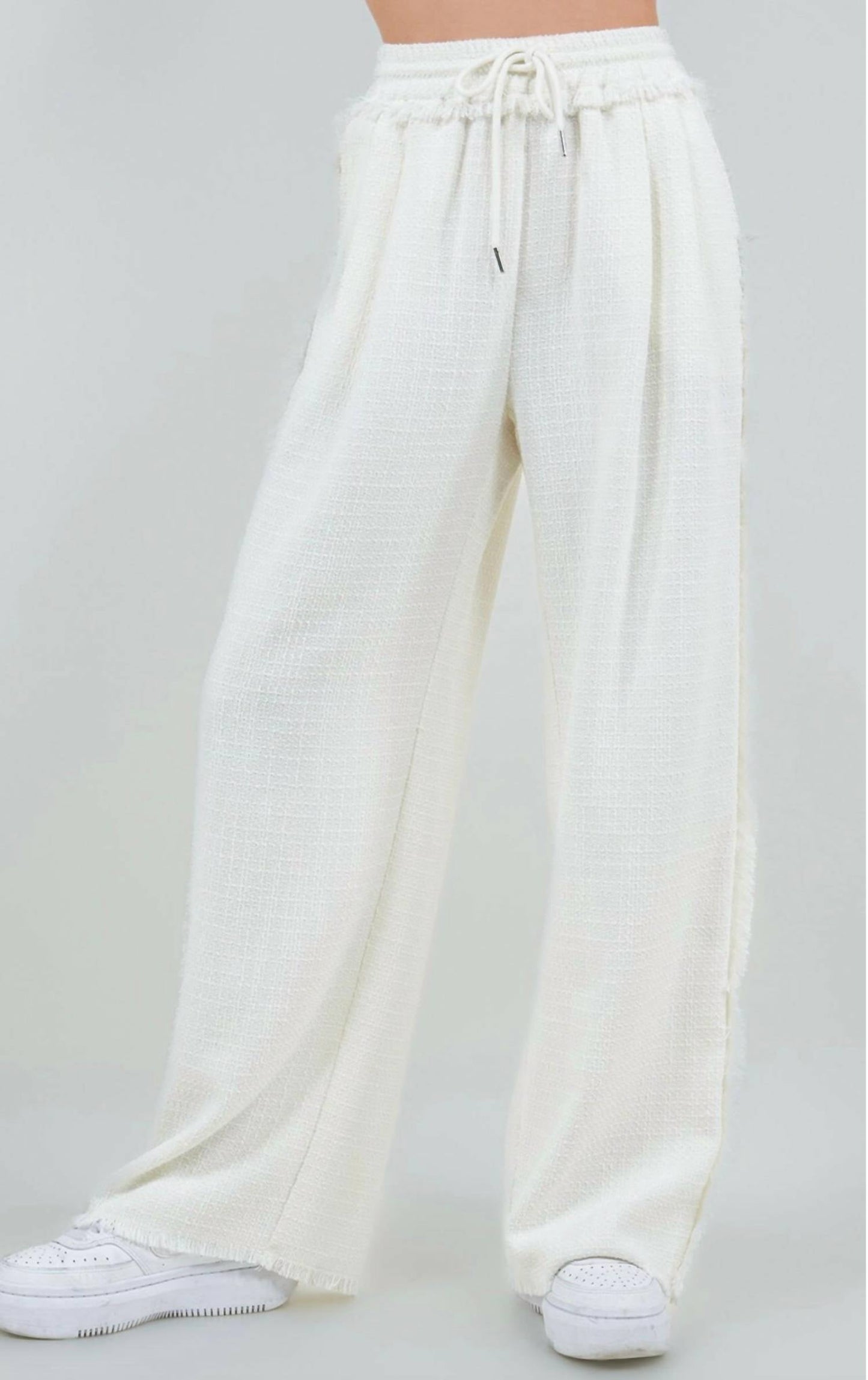 Whiteroom+Cactus - Wide Drawstring Fringe Pants