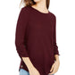 BCX Junior's Button up Sides Sweater Top Wine Size Medium