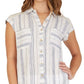 BCX Junior's Striped Shirt White- Size Small