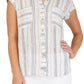 BCX Junior's Striped Shirt White- Size Small