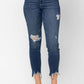 Judy Blue - Midrise Shark Bite Slim Fit Jeans