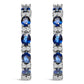 14K White Gold 4x3mm Oval Blue Sapphire and 1/4 Cttw Diamond Alternating Hoop Earring (I-J Color, SI2-I1 Clarity)