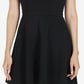 Speechless Women's Pocketed Scalloped Sleeveless V Neck Short Fit Flare Dress Black Size Large