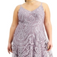 Speechless Women's Shimmer Embroidered Evening Dress Purple 22W