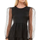 Speechless Junior's Sheer Dot Puff-Sleeve Dress Black Size Large
