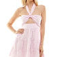 Speechless Junior's Gingham Cutout Halter Dress Pink Size X-Small