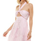Speechless Junior's Gingham Cutout Halter Dress Pink Size X-Small