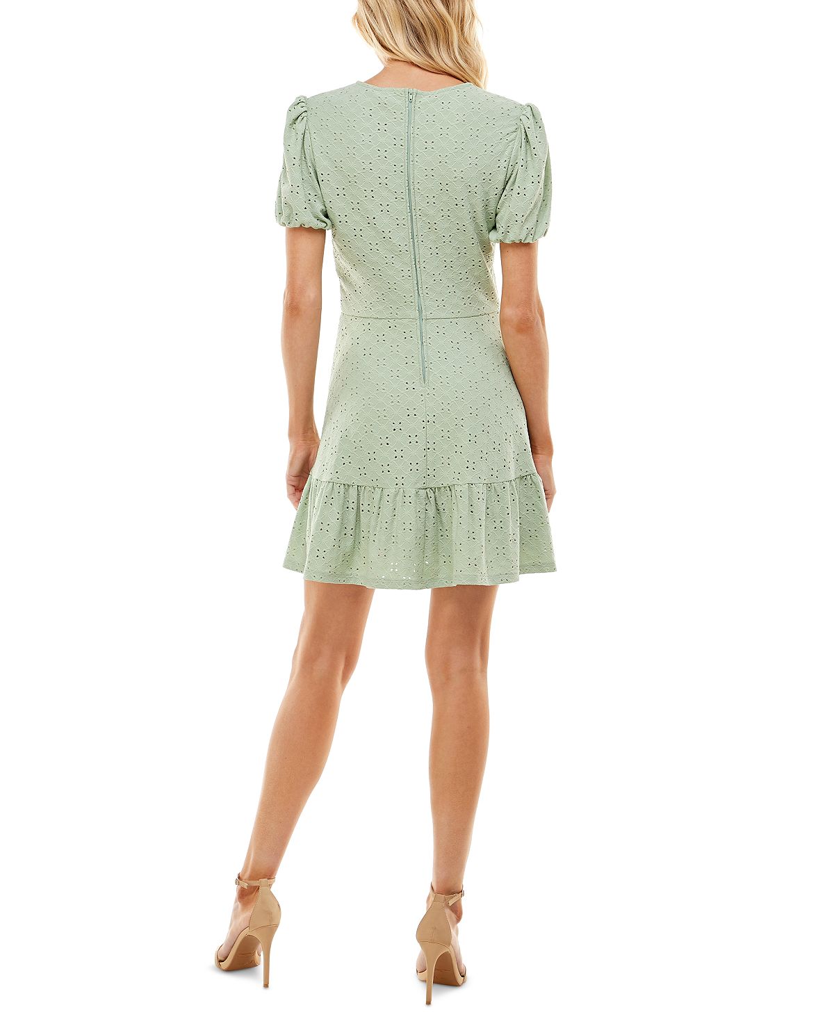 Speechless Junior's Eyelet Mini Dress Green Size XX-Small