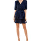 Speechless Junior's Belted Tiered Dress Blue Size Small