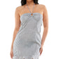 Speechless Junior's Striped O Ring Halter Dress White Size XX-Small