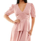 Speechless Junior's Printed Tiered Puff Sleeve Dress Pink Size Medium