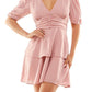 Speechless Junior's Printed Tiered Puff Sleeve Dress Pink Size Medium