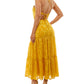 Speechless Women's Junior's Burnout Halter Maxi Dress Yellow Size 7