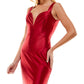 Speechless Junior's Plunging V Wire Satin Dress Red Size 5