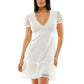 Speechless Junior's Lace Fit & Flare Dress White Size Large