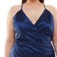 Speechless Women's Trendy Plus Satin Faux Wrap Dress Blue Size 16W