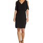Adrianna Papell Women's Beaded Trim Pintucked Dress Black Size 6