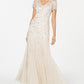 Adrianna Papell Women's Beaded Short Sleeve Gown Brown Size 10