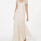 Adrianna Papell Women's Beaded Short Sleeve Gown Brown Size 10