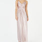 Adrianna Papell Women's Jersey Metallic Evening Dress Pink Size 14